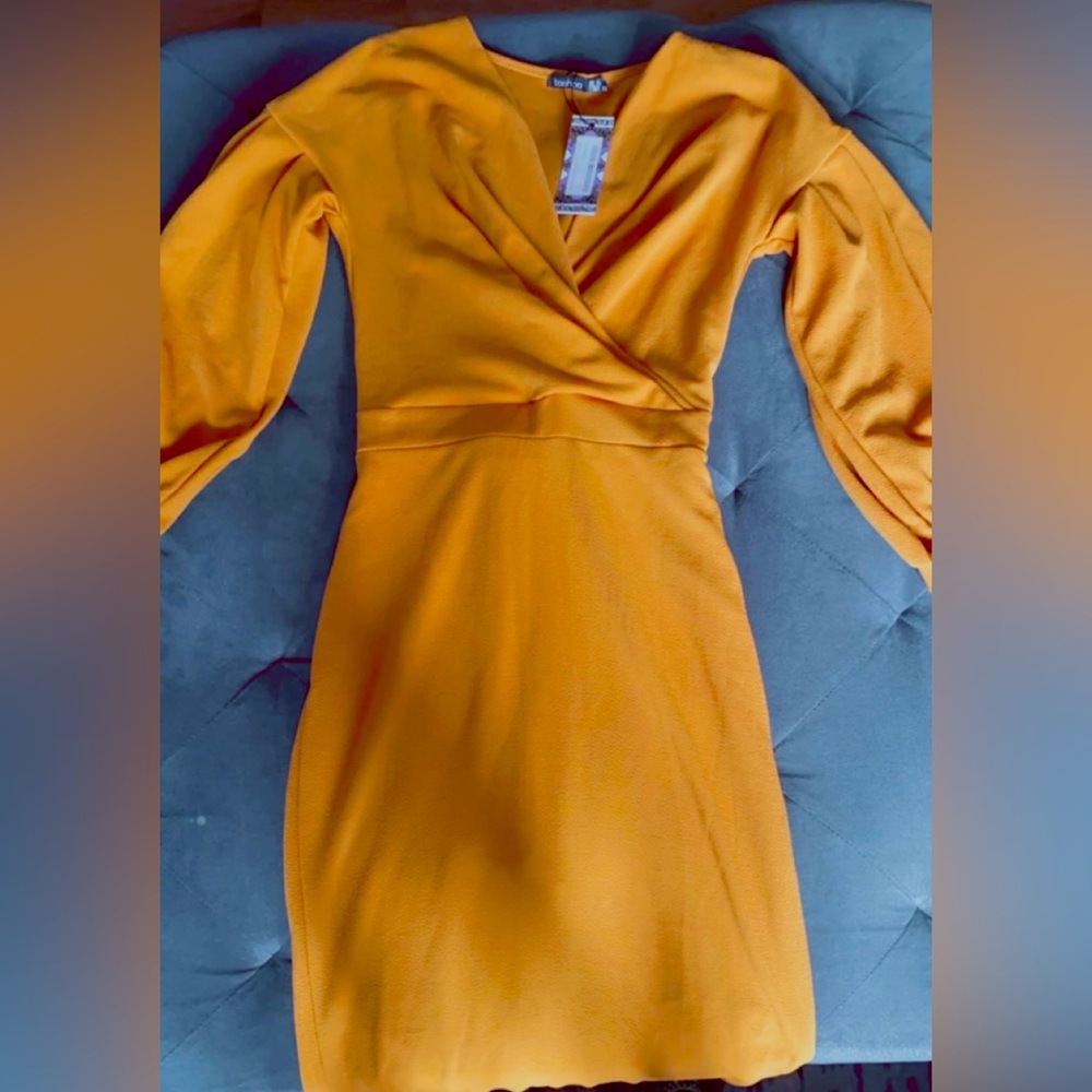 Off the Shoulder Wrap Midi Bodycon Dress